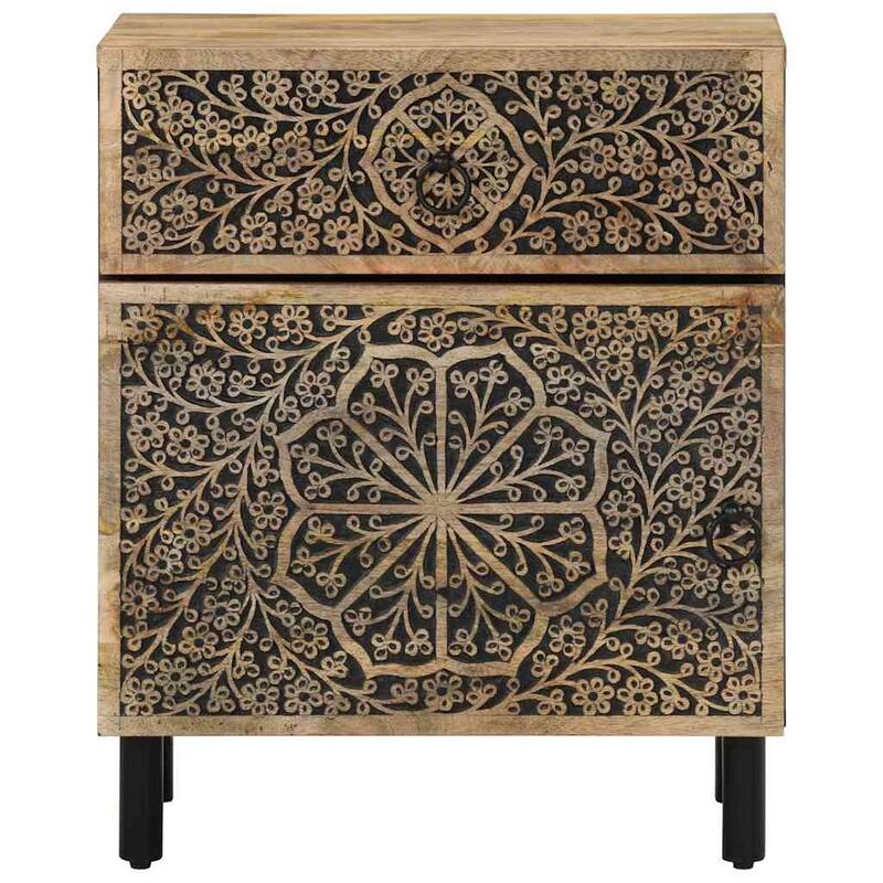 vidaXL Bedside Cabinet Natural wood Solid mango wood, engineered wood, iron - 13.0 x 19.7 x 23.6 in