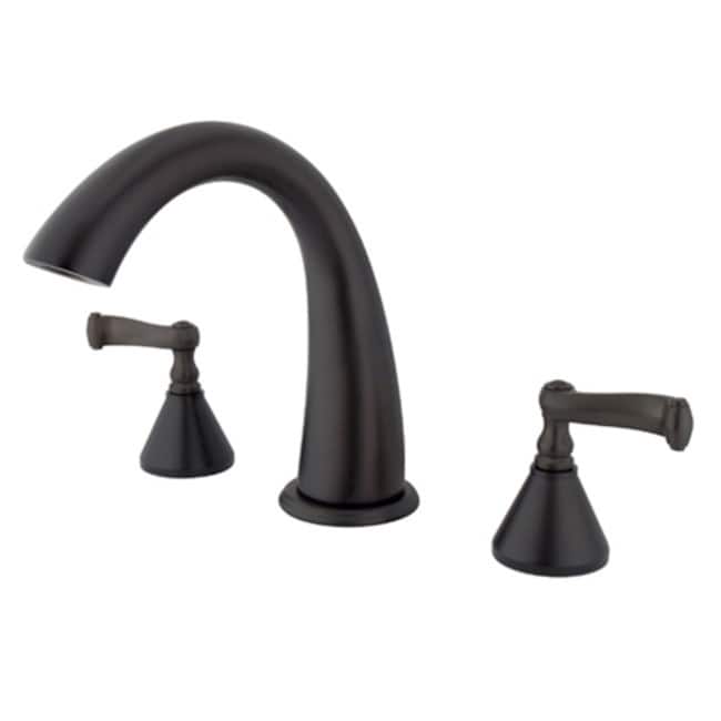 Kingston Brass Widespread Deck Mounted Roman Tub Filler with Metal