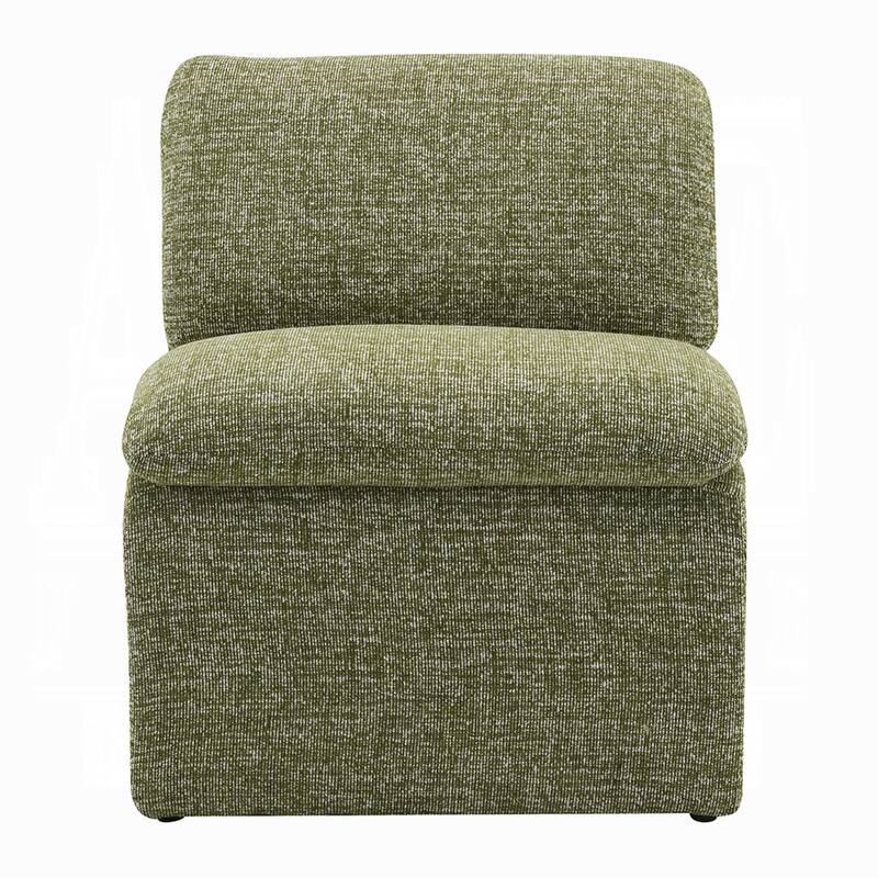 Kami Accent Chair, Curved Open Base, Armless Modern Green Boucle