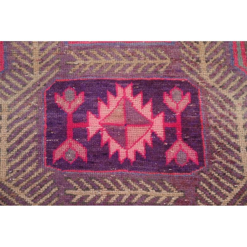 Meshkin Persian Antique Runner Rug Handmade Wool Carpet - 3'7" x 10'6"