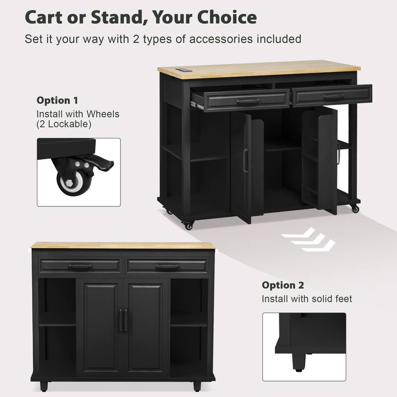47 Inch Kitchen Island With Extendable Dining Table(no include stool)