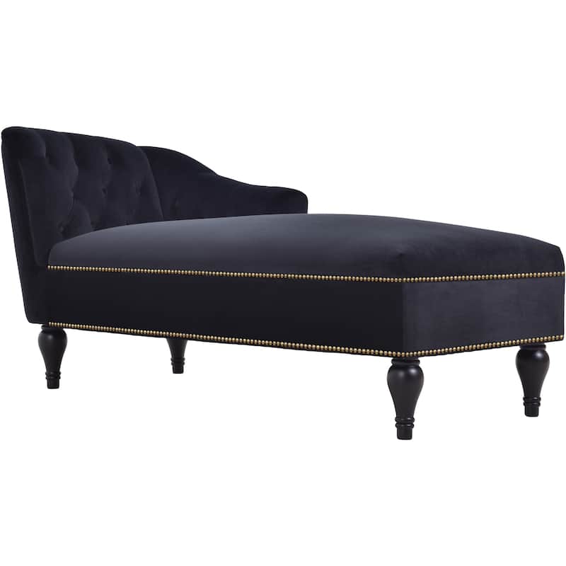 Black 58" Velvet Chaise Lounge Chair