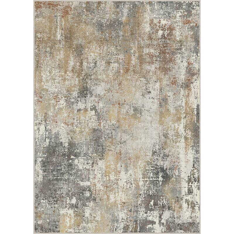 Mcow Abstract Taupe Collection Machine-Washable Non-Slip Area Rug - 8' x 10'
