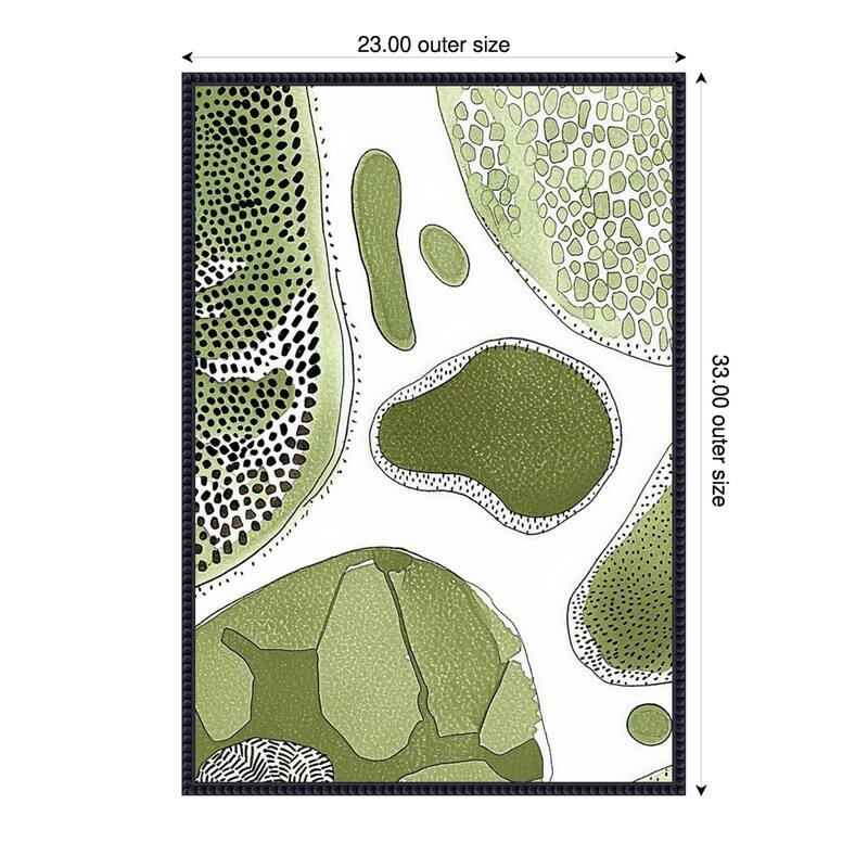 Fragments of Green by Tradelink inhouse artist Framed Canvas Wall Art Print - 23 x 33 in