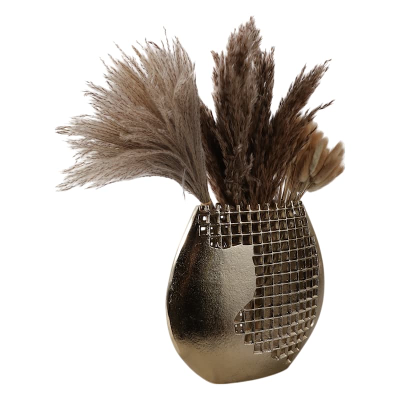 Metal Aluminum Decorative Vase for Shelves and Tables - 10" Gold