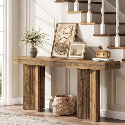 63" Farmhouse Console Table for Entrance, Hallway, Living Room, Rustic Brown