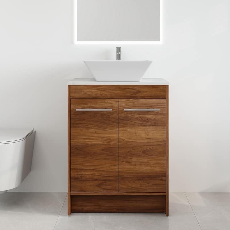 24" Bathroom Vanity with Sink, 24 Inches FreeStanding Vanity, Modern Sink Vanity Combo, Floor Stand Vanity - Square Sink