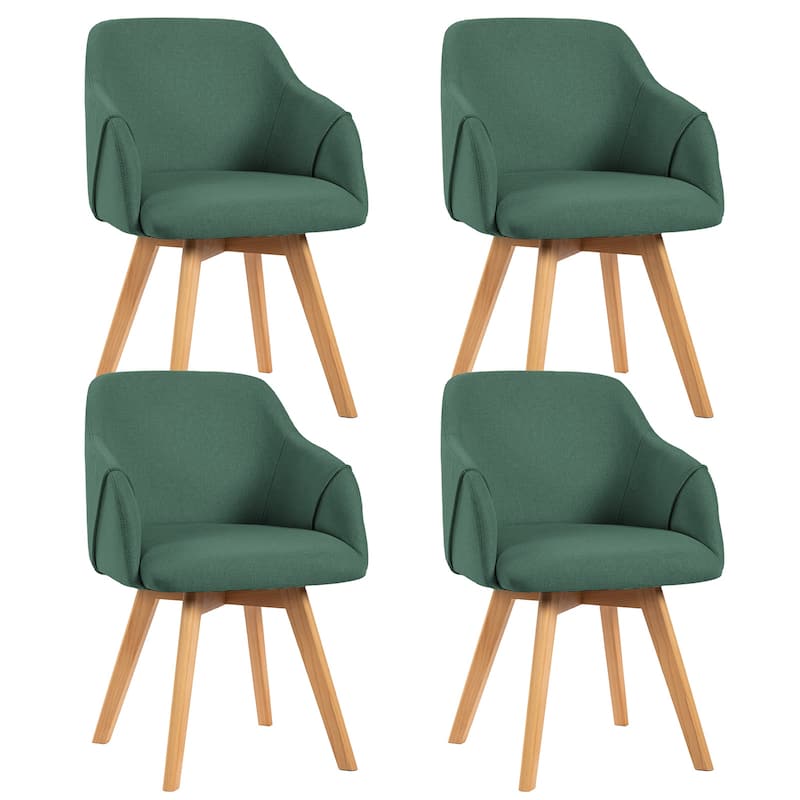 Upholstered Swivel Dining Chairs Set of 2 with Solid Wood Legs - 33.1" H x 21.5" W x 22.5" D