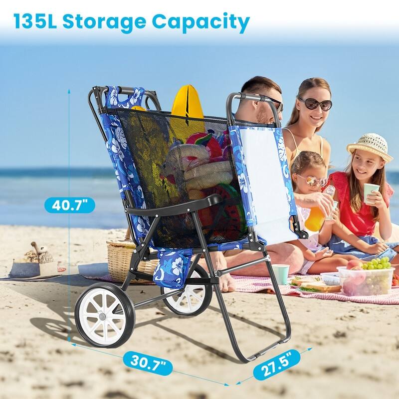 Beach Lounge Chair with Wheels and Canopy, Perfect for Pool or Picnic