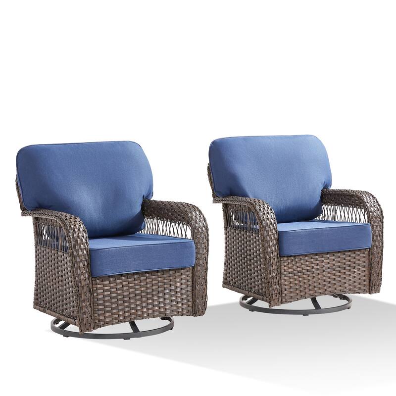 Pocassy Patio Outdoor Sofa Ottoman with Swivel Chair Table Funiture Set.