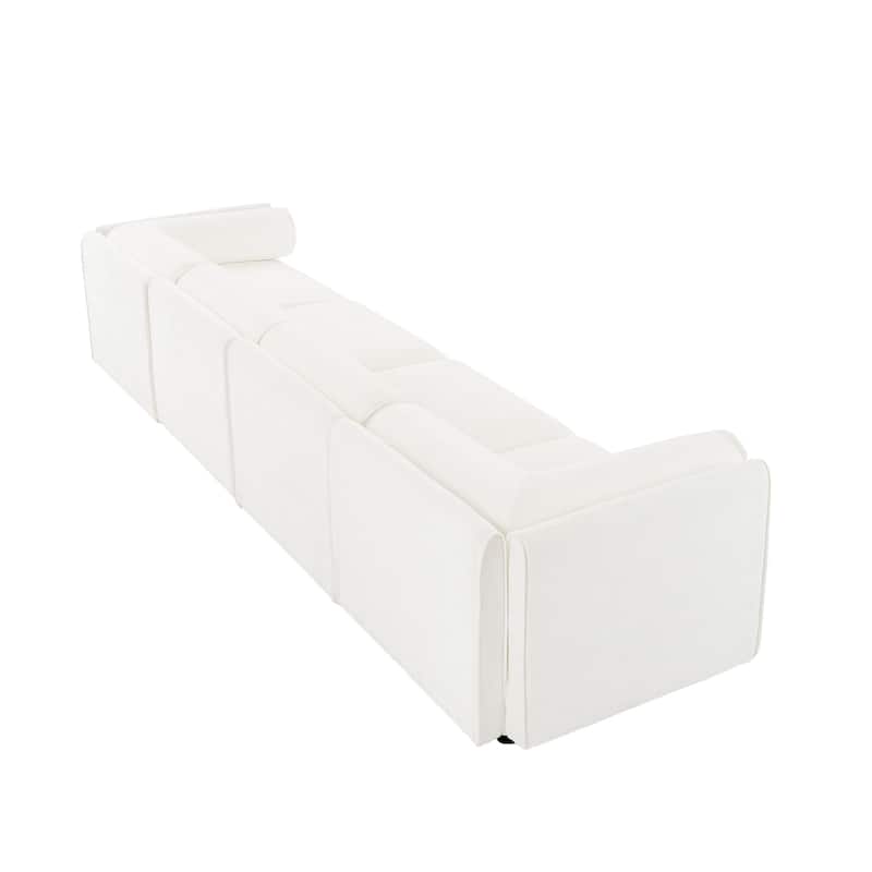 Modern 4 Deep Seat Modular Sofa with Storage, Cylindrical Backrest & Armrests