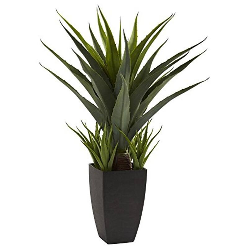 Modern Agave Plant with Planter - 30" Faux Tropical Decor - Minimalist Home Accent for Living Room, Bedroom - Black