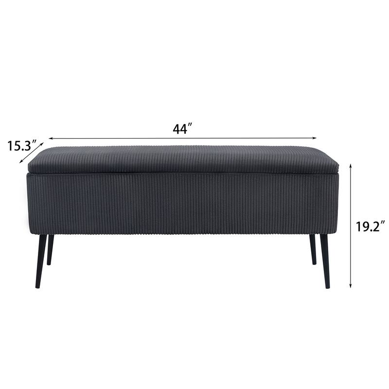 Adeco Upholstered Velvet Storage Bench 44 Inches Bed End Bench