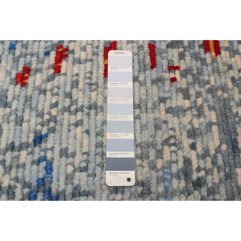 ECARPETGALLERY Hand-knotted Tangier Light Blue Wool Rug - 7'9 x 10'4