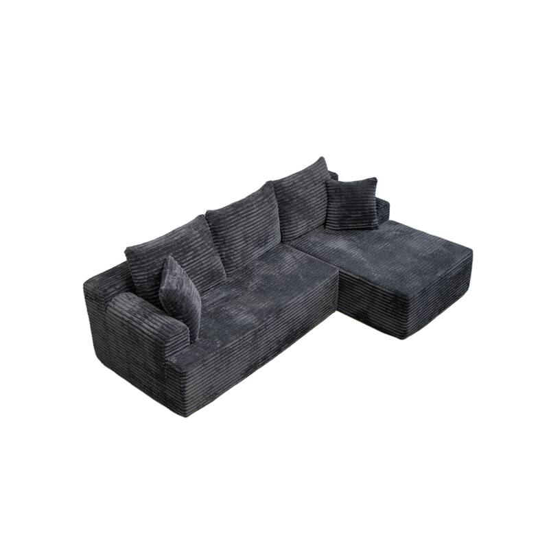 L-Shaped Corner Sectional Sofa Set with Side Chaise Lounge, Soft Foam Cushion Modular Sofa Corduroy Leisure Couch