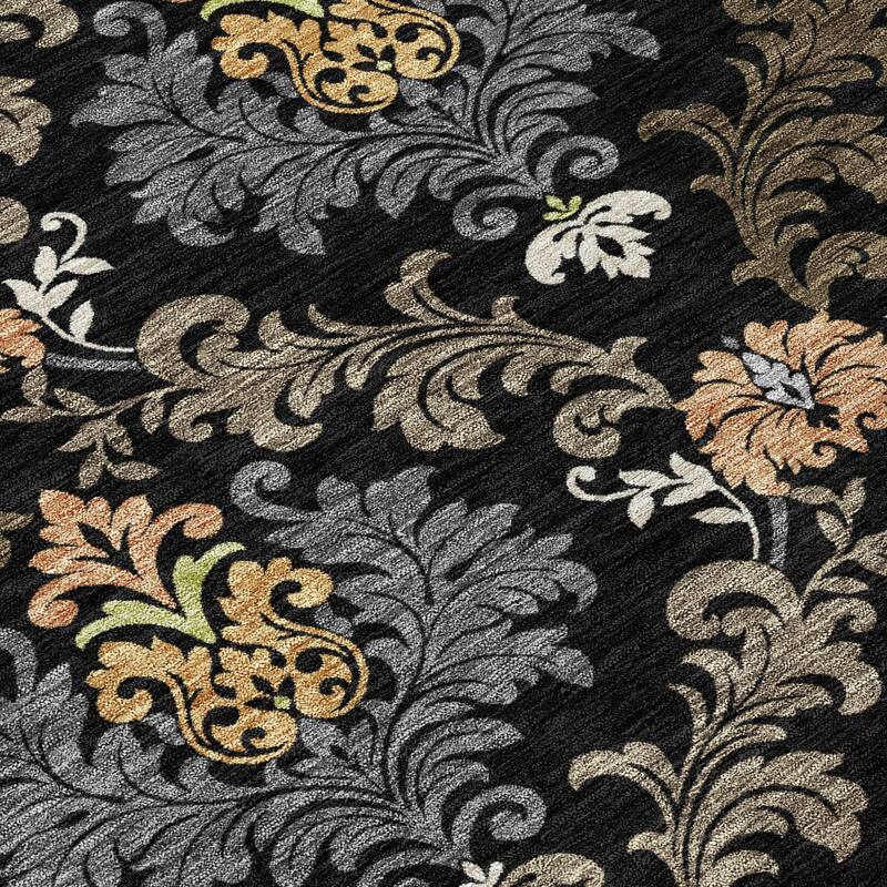 Machine Washable Indoor/ Outdoor Damask Patna Chantille Rug