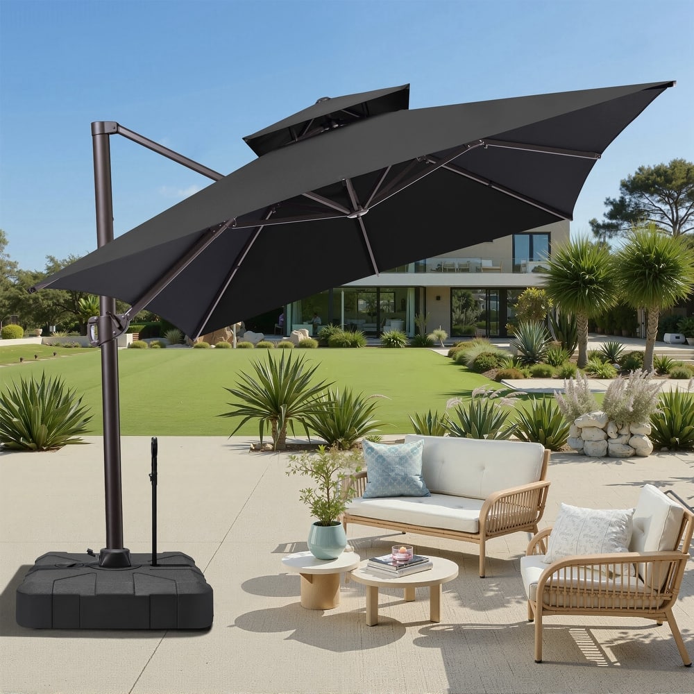 13 x 10ft Outdoor Patio Cantilever Offset Umbrella with Base