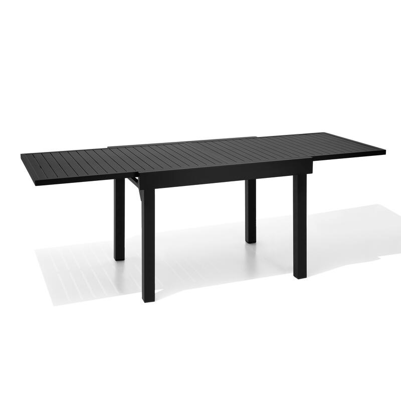 Outdoor Aluminum Expandable Patio Dining Table Adjustable Extension Leaf for 6/8/10 Person - Black - 82.7 inches long