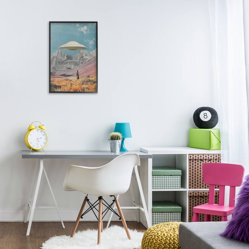 Stupell UFO over Mountain Valley Framed Giclee Art Design By Wumples