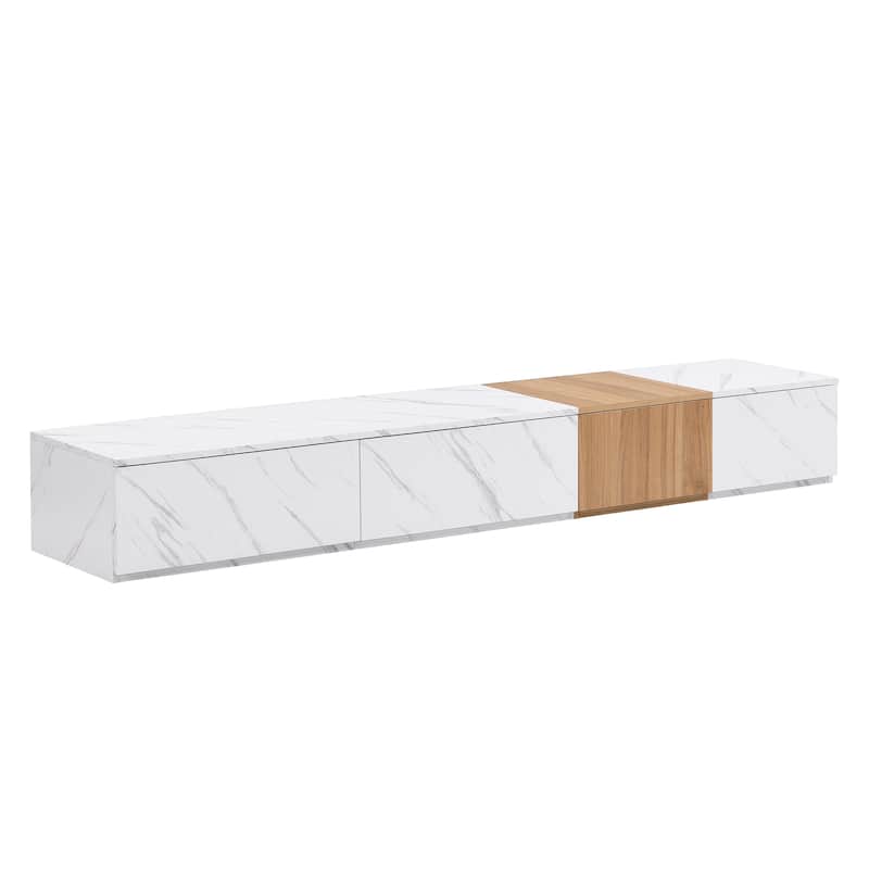 Modular TV Stand for TVs up to 88'' with Faux Marble, 4 Storage Drawers, Modern Media Console for Living Room