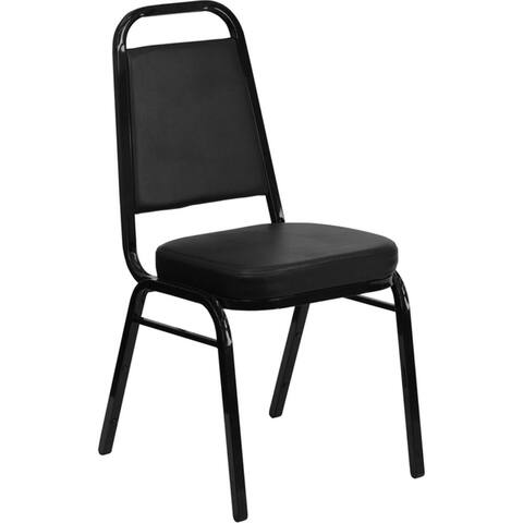 Offex Trapezoidal Back Stacking Banquet Chair in Black Vinyl - Black Frame - Not Available