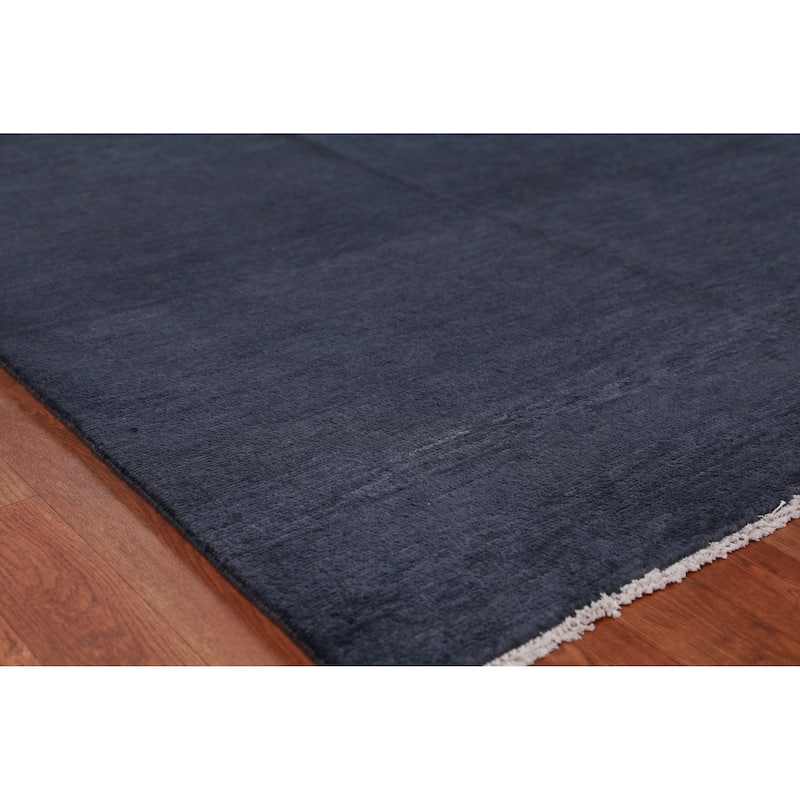 Hand Knotted Oriental 100% Wool Carpet Modern Solid Greys & Charcoal Gabbeh Area Rug - 12' 1'' X 9' 5''