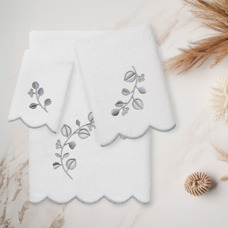 Authentic Hotel and Spa 100% Turkish Cotton WILD BRANCH Scallop Embellished Towel Collection