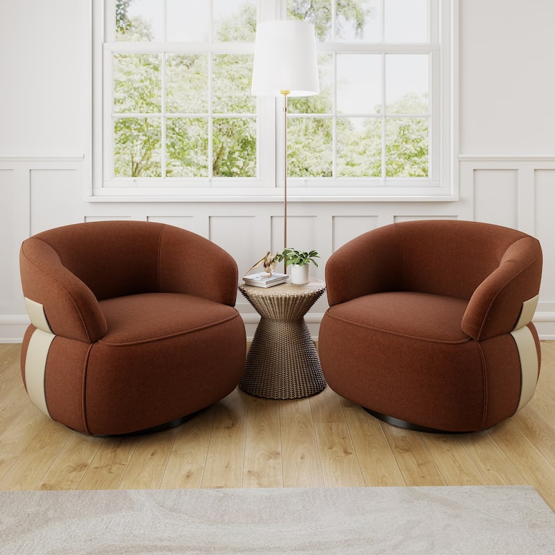 Kieon 33"W 360 Swivel Barrel Chair Modern Accent Chair Set of 2