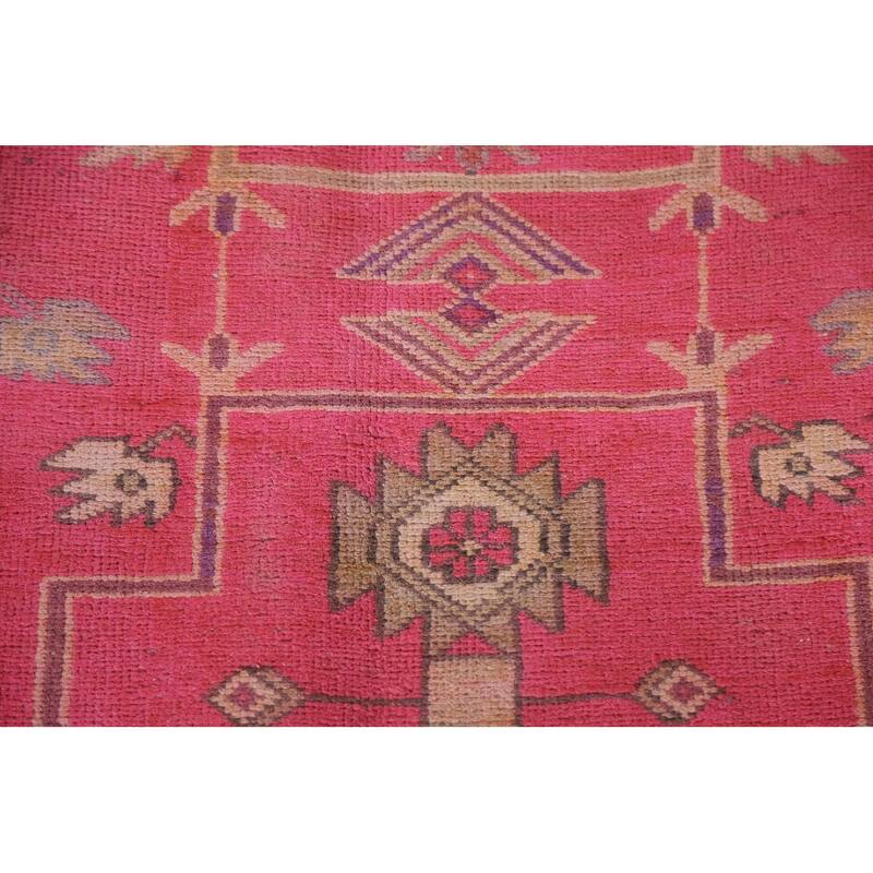 Hand Knotted Oriental 100% Wool Carpet Traditional Tribal Pink Ardebil Runner Rug - 9' 10'' X 4' 4''