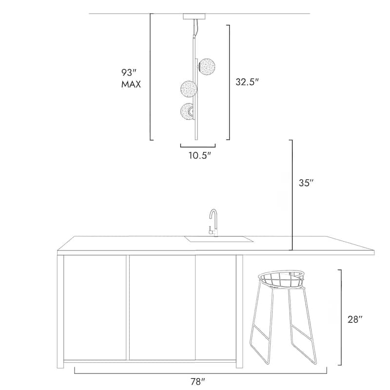 Icey Modern 3-Light Kitchen Island LED Pendant Lights for Dining Room - 10.5" W x 32.5" H