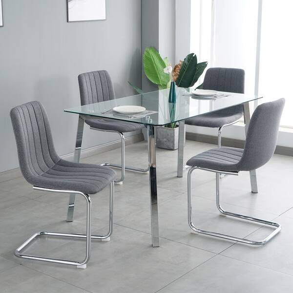 grey dressing table chair with silver legs Dining Chairs Set of 4, Bedroom Vanity Chair, Kitchen Breakfast Chairs, Upholstered Dining Chairs Metal Leg - Bed Bath & Beyond Yellow Ombre
