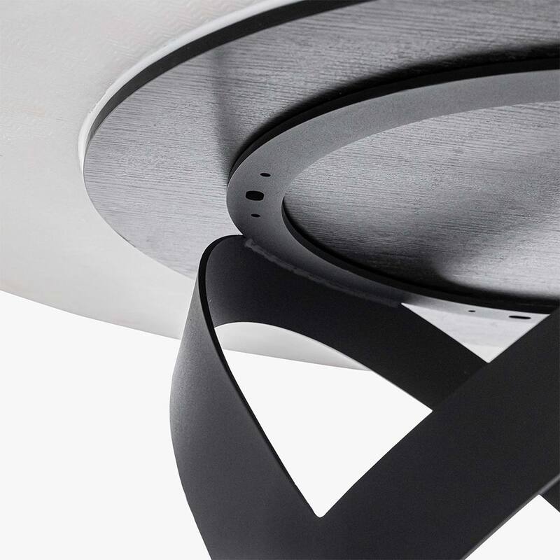 Modern Round White Glossy Dining Table with Sintered Stone Tabletop and Black X Carbon Steel Base