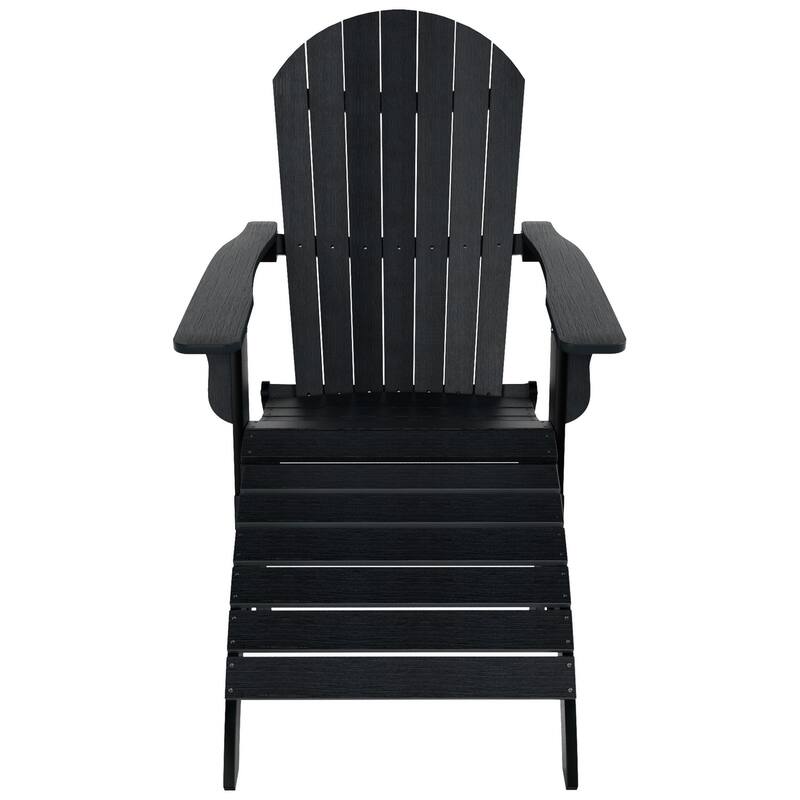 Vineyard HIPS Outdoor Folding Eco-Friendly All Weather Seashell Adirondack Chair with Ottoman (2-Piece Set)