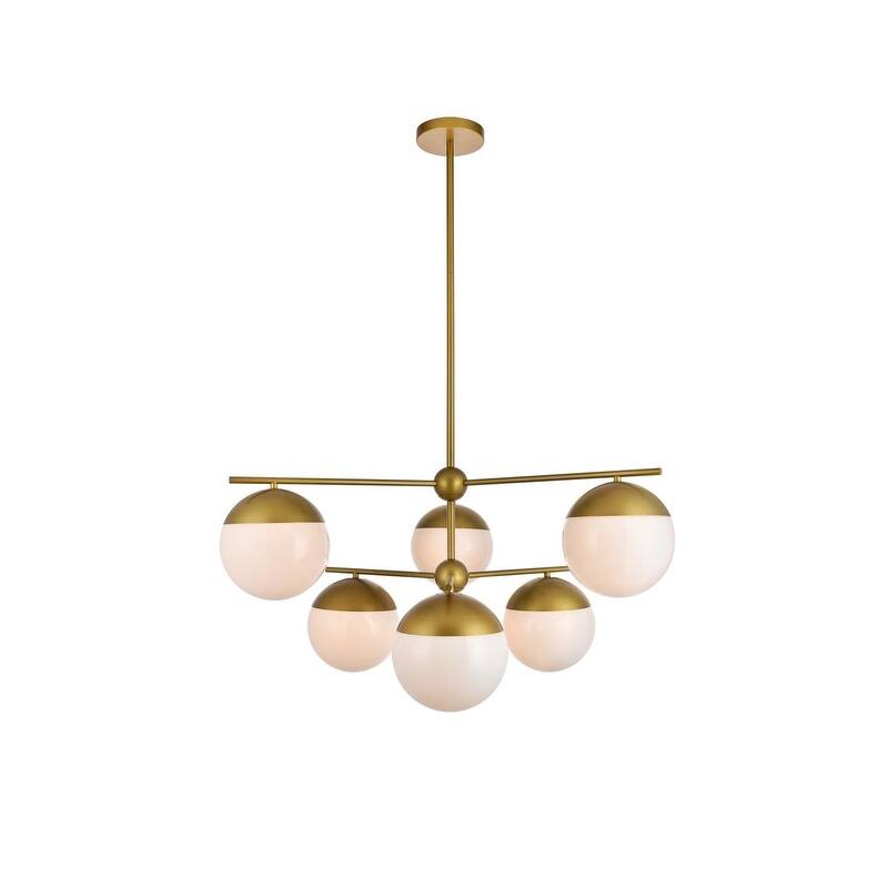 6-Light 36 inch Pendant with Frosted White Glass