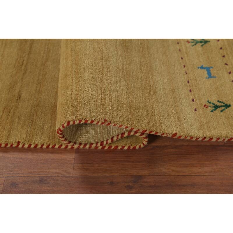 Tribal Yellow Gabbeh Indian Runner Rug Handmade Wool Carpet - 2'4"x 9'9"