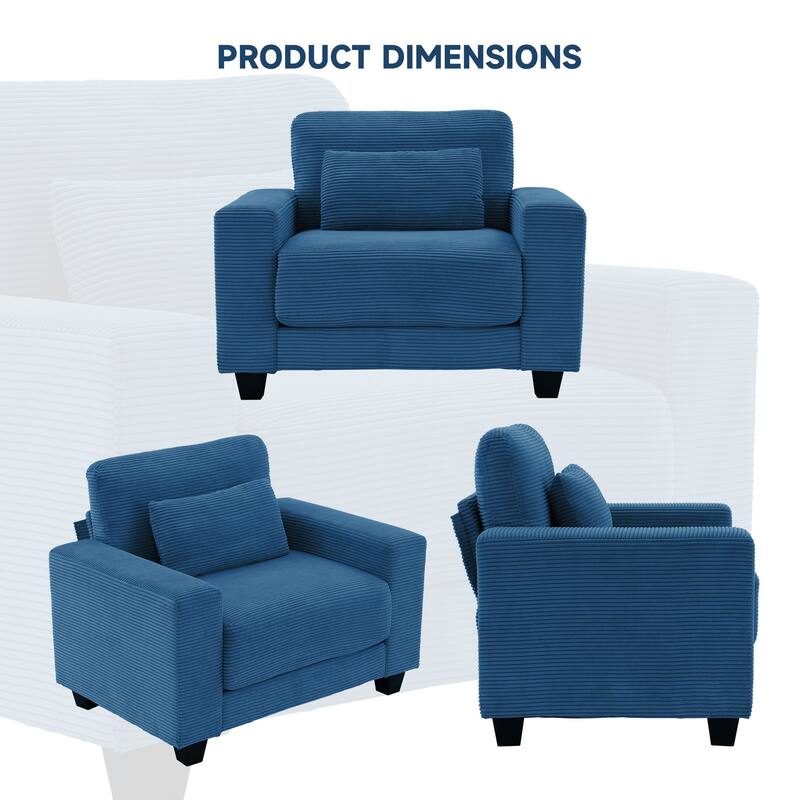 Corduroy Widened Single Sofa Chair, A Extra Lumbar Pillow