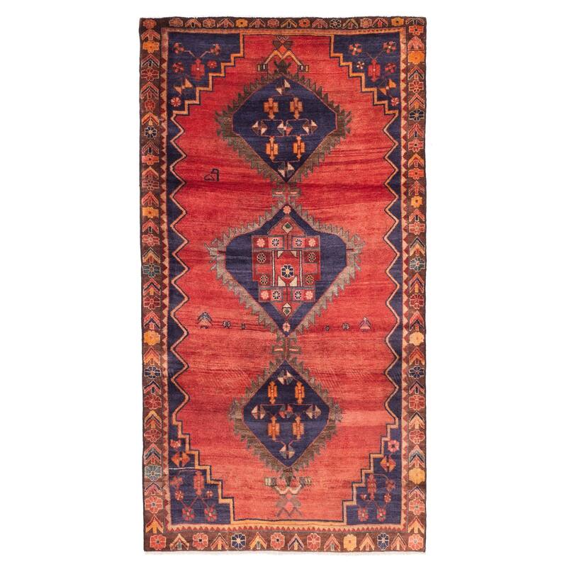 ECARPETGALLERY Hand-knotted Melis Red Wool Rug - 4'9 x 9'1