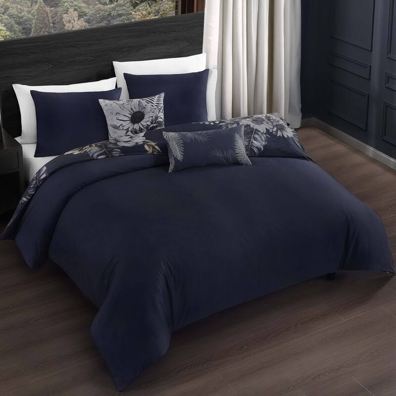 Bebejan Forget Me Not 100% Cotton Sateen 5-Piece Reversible Comforter Set