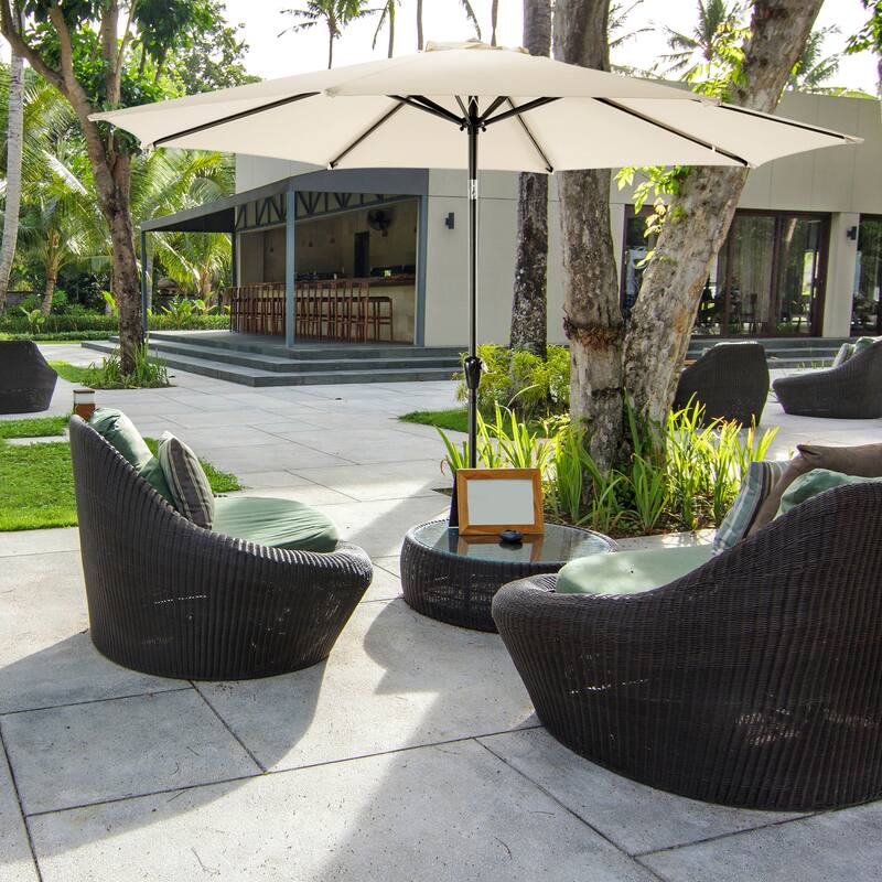 Outdoor 10' Round Patio Vented Umbrella, Crank, Push Button Tilt