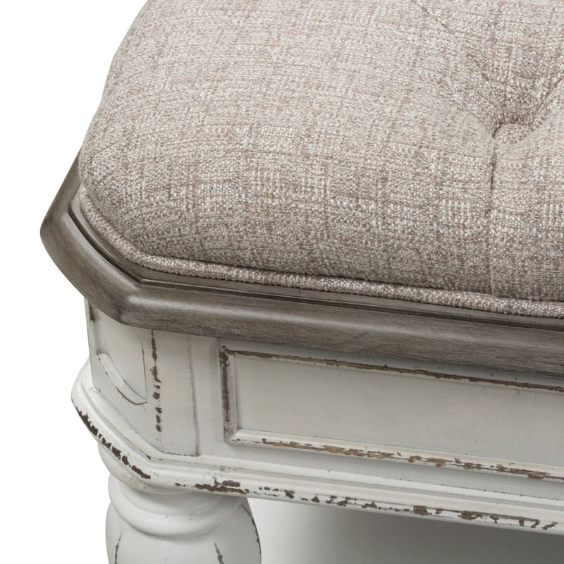 Magnolia Manor Antique White Weathered Bark Bed Bench