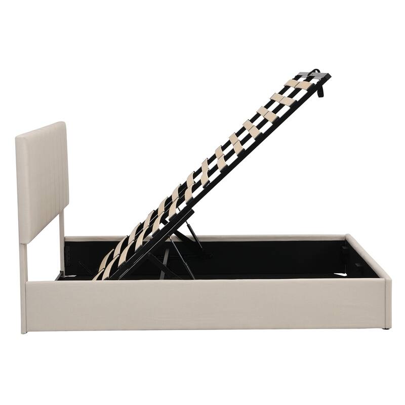Upholstered Platform bed with a Hydraulic Storage System -