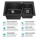 preview thumbnail 17 of 33, KRAUS Quarza Granite 33 inch 60/40 Undermount Drop-in Kitchen Sink