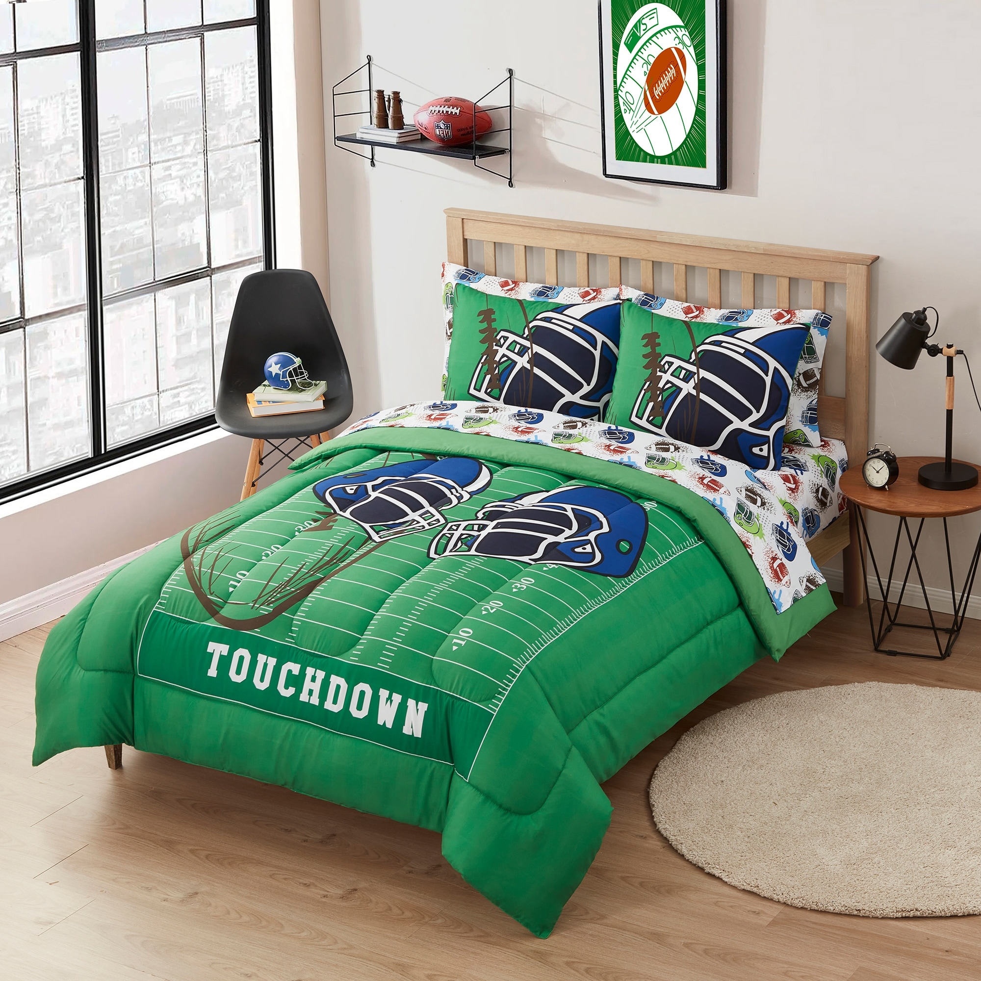 Kids Football Bed in a Bag Comforter, Sham & Sheet Set