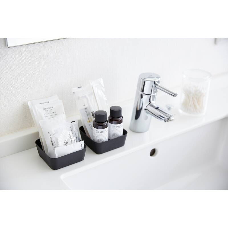 Yamazaki Home Vanity Tray - Flat - Two Sizes, Steel, 3.5" x 3.5" - L 3.54 x W 3.54 x H 1.57 inches