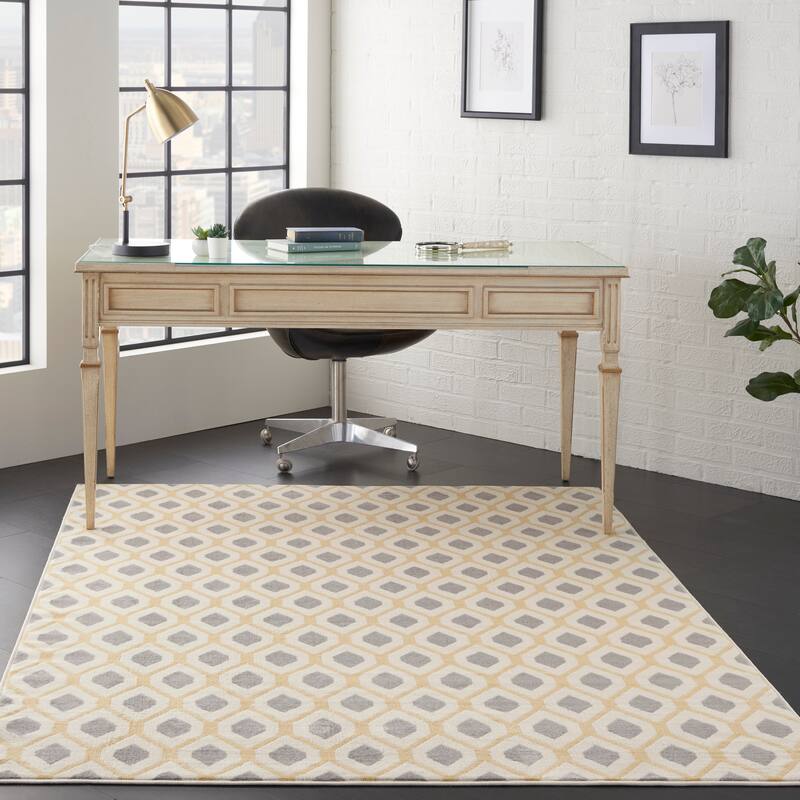 Nourison Grafix Modern Geometric Area Rug - 5'3" x 7'3" - White - Runner/Rectangle