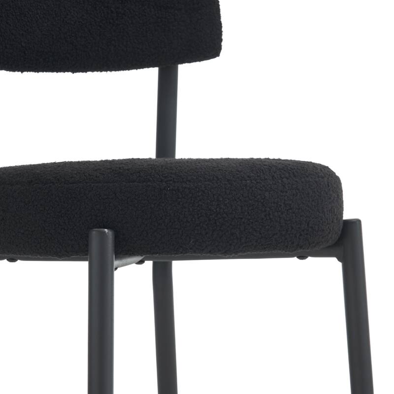 Set Of 4 Modern Teddy Fabric Upholstered Bar Stools - Metal Base High Stool - Suitable For Kitchen