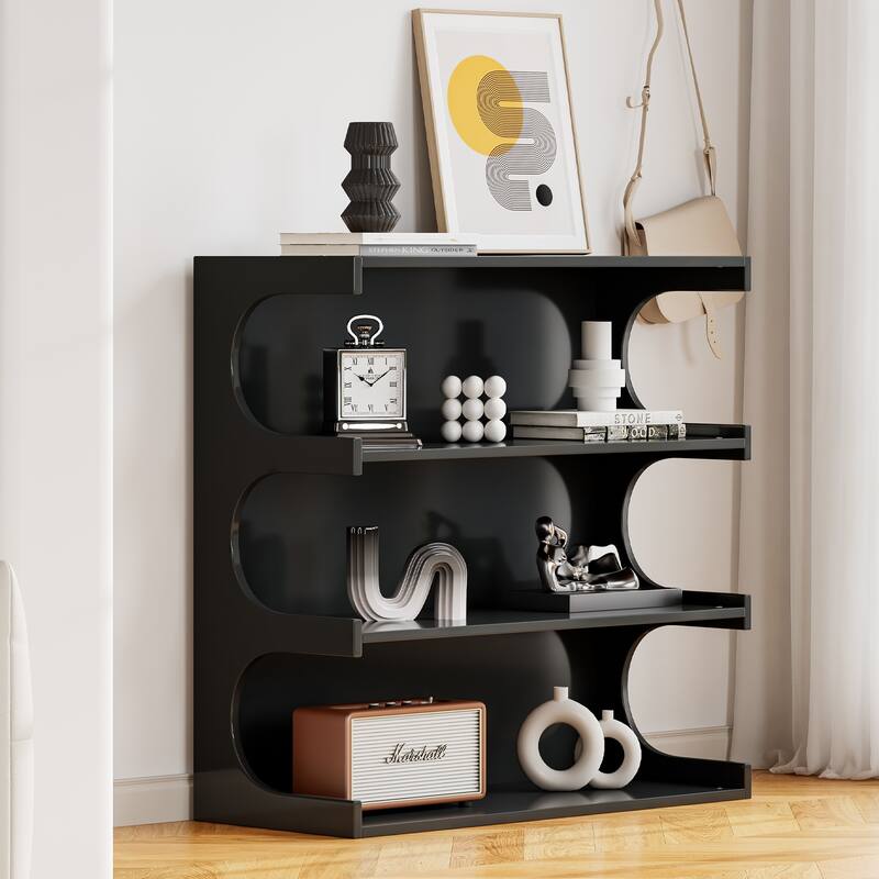 Multifunctional 4-Tier Black Book Shelf