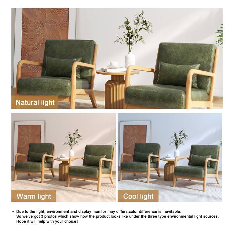 2 Set Mid Century ModernUpholstered Accent Chairs Armchair with Pillow
