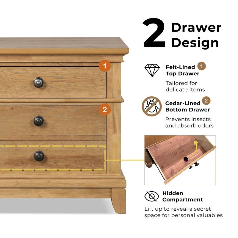 Furniture of America Wellington Farmhouse Natural Oak 2-Piece Wood Kids Bedroom Set