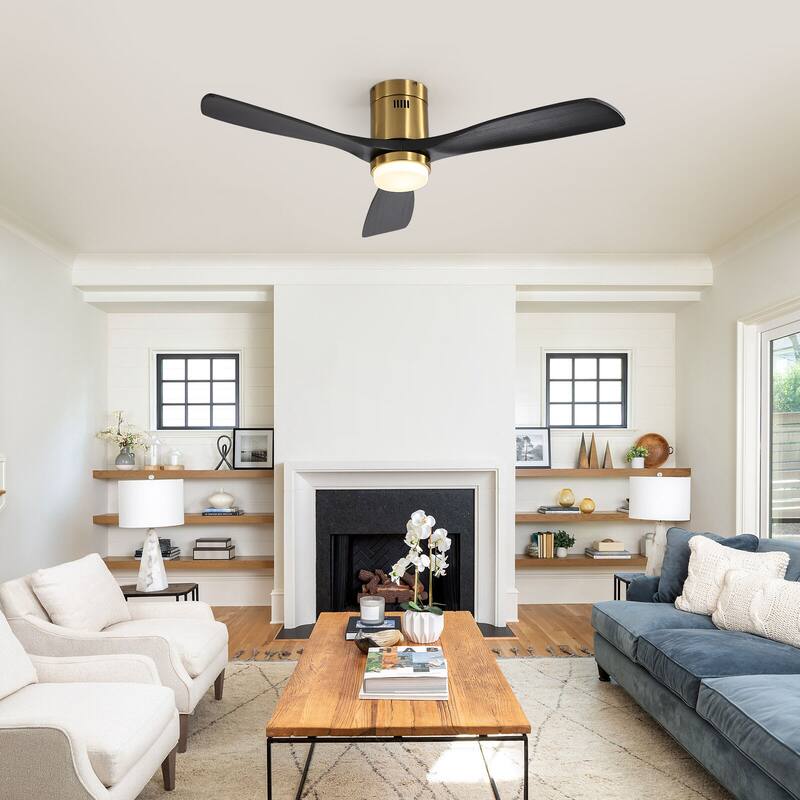 Sofucor 52"Solid Wood Modern,Farmhouse Indoor Ceiling Fan Chandelier with Remote,Adjustable light,Smart Optional